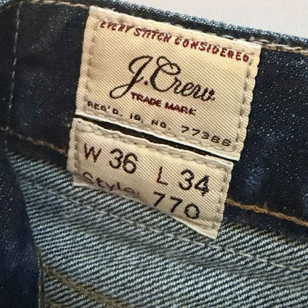 J. Crew Style 770  Slim Fit  Dark Wash Dadcore Jeans Men’s 36x34 Preppy